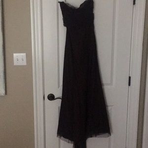 Brown strapless prom dress